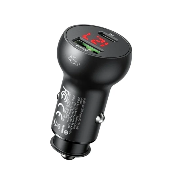 شارژر فندکی مک‌دودو مدل Mcdodo CC-703 – فست شارژ 45 وات با نمایشگر دیجیتال - Image 1